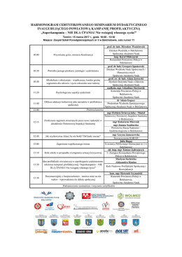 HARMONOGRAM CERTYFIKOWANEGO SEMINARIUM