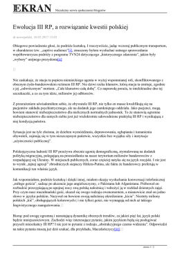 Ewolucja III RP, a rozwiązanie kwestii polskiej