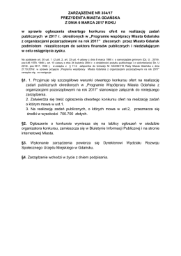 ZARZĄDZENIE NR 354/17 PREZYDENTA MIASTA GDAŃSKA Z