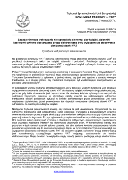 Zasada równego traktowania nie sprzeciwia się - curia