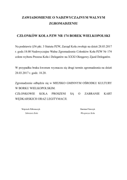 Walne zgromadzenie członk&oacute;w Koła PZW NR 174