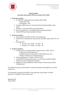 Regulamin powoływania reprezentacji na turniej ESGA 2018