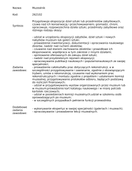 262102 Synteza: Przygotowuje ekspozycje dzieł sztuki lub