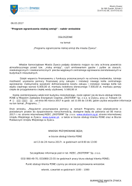 "Program ograniczenia niskiej emisji" - nabór wniosków