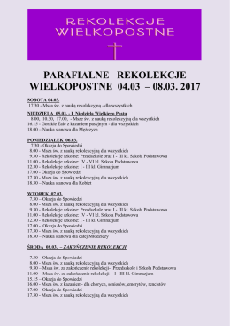 PARAFIALNE REKOLEKCJE