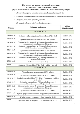 Harmonogram ewaluacji - Polska Szkoła w Cork