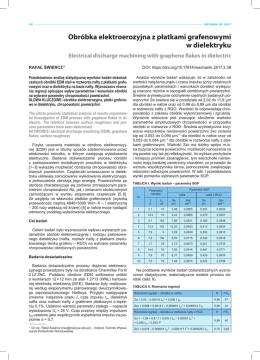 Obróbka elektroerozyjna z płatkami grafenowymi