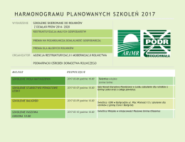 HARMONOGRAMU PLANOWANYCH SZKOLEŃ 2017