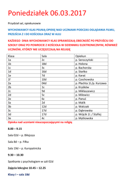 Szczeg&oacute;łowy plan rekolekcji