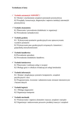 Technikum (4 lata) Technik automatyk NOWOŚĆ!! K1 Montaż i