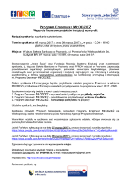 Zaproszenie na szkolenie E+Młodzież