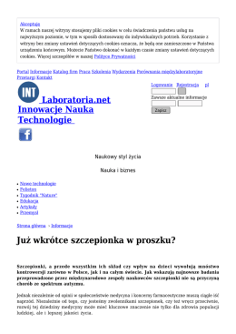 Już wkrótce szczepionka w proszku? - Informacje