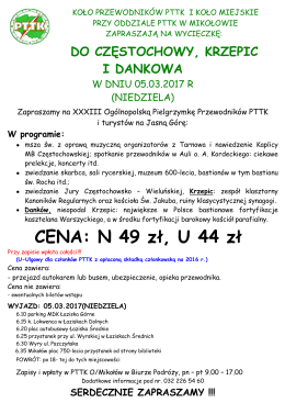 05.03.2017 (niedziela) – Pielgrzymka Przewodników