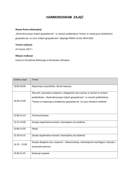 harmonogram zajęć - Centrum Doradztwa Rolniczego w Brwinowie