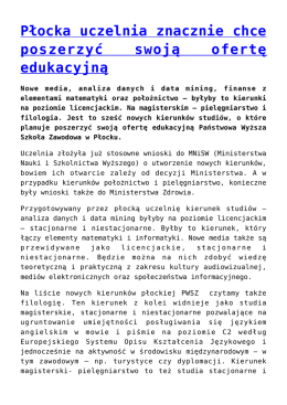 Płocka uczelnia znacznie chce poszerzyć swoją ofertę edukacyjną