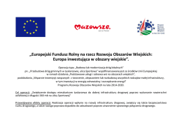 &bdquo;Europejski Fundusz Rolny na rzecz Rozwoju Obszar&oacute;w Wiejskich