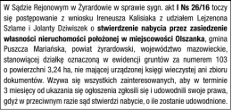 W Sądzie Rejonowym w Żyrardowie w sprawie sygn. akt I Ns 26/16