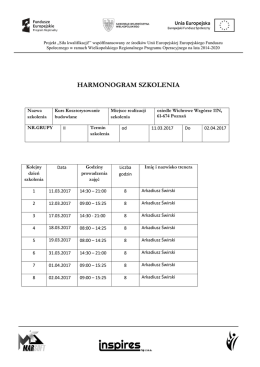 HARMONOGRAM SZKOLENIA