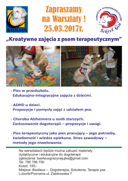 Zapraszamy na Warsztaty ! 25.03.2017r.