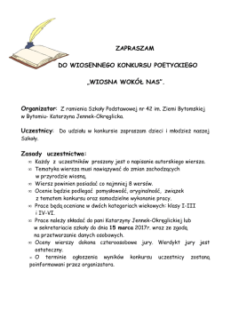 Zaproszenie - Szkoła Podstawowa nr 42 im. Ziemi Bytomskiej w