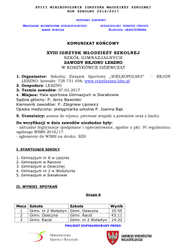 komunikatem końcowym - Gimnazjum nr 8 w Lesznie