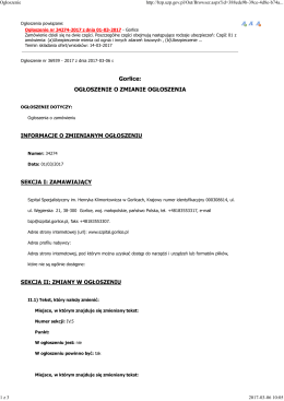 Gorlice: OGŁOSZENIE O ZMIANIE OGŁOSZENIA INFORMACJE O