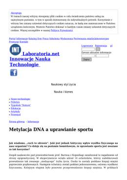 Metylacja DNA a uprawianie sportu - Informacje