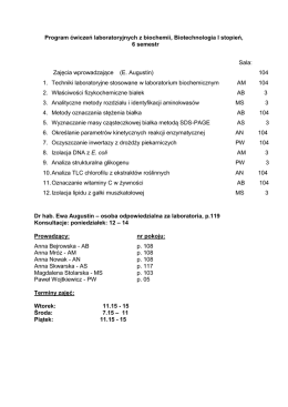 Program ćwiczeń laboratoryjnych z biochemii dla studentów IV roku