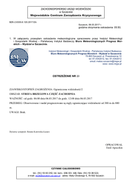 Wojewódzkie Centrum Zarządzania Kryzysowego OSTRZEŻENIE