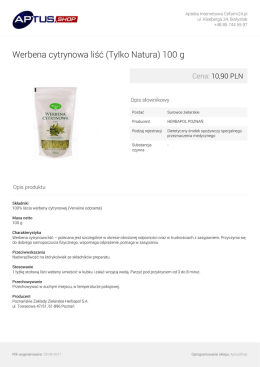 Werbena cytrynowa liść Tylko Natura 100 g