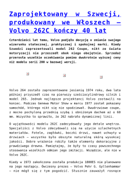 Volvo 262C kończy 40 lat