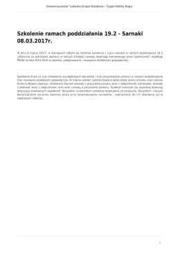 Szkolenie ramach poddziałania 19.2
