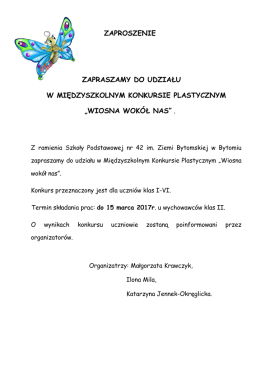 Zaproszenie - Szkoła Podstawowa nr 42 im. Ziemi Bytomskiej w