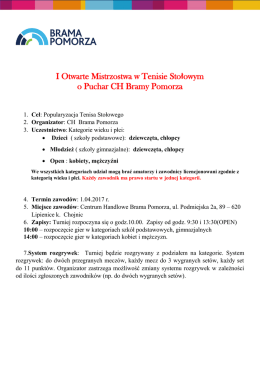 Turniej Tenisa Stołowego W CH BRAMA POMORZA