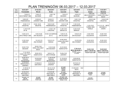 PLAN TRENING&Oacute;W 06.03.2017 &ndash; 12.03.2017