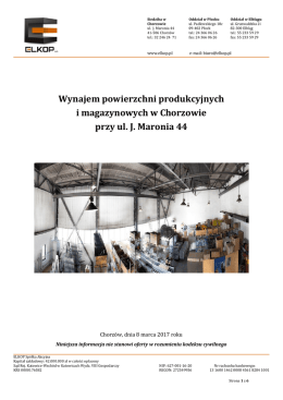 Wynajem powierzchni produkcyjnych i magazynowych w
