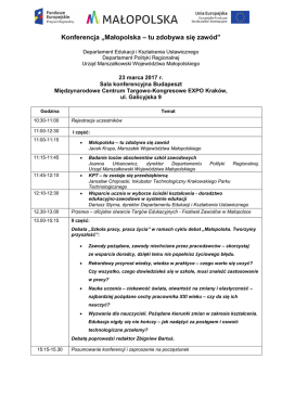 Program konferencji „Małopolska – tu zdobywa się zawód”