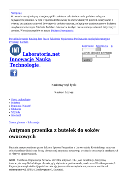 Antymon przenika z butelek do soków owocowych