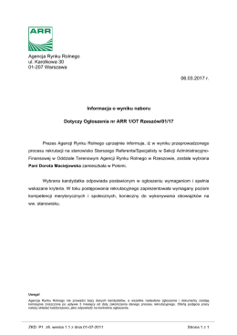 Informacja o wyniku naboru