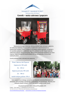 Cennik &ndash; wata cukrowa i popcorn