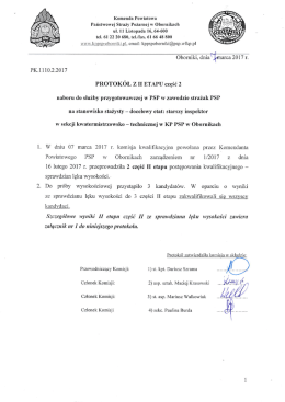PROTOKÓŁ - II ETAP CZĘŚĆ 2 - Komenda Powiatowa PSP Oborniki
