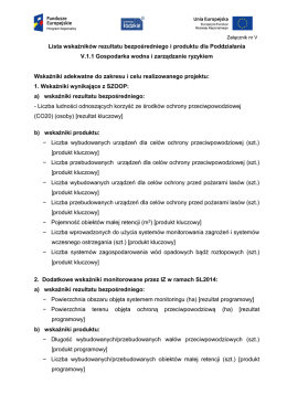 Lista wskaźników rezultatu bezpośredniego i produktu dla