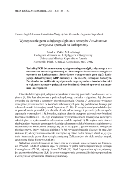 Występowanie genu kodującego alginian u szczepów