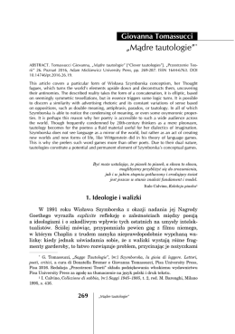 &bdquo;Mądre tautologie&rdquo;*