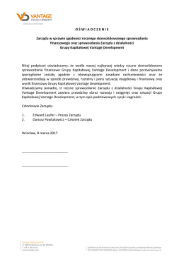 Oświadczenie Zarządu w sprawie zgodności sprawozdań