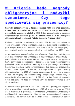 W Orlenie będą nagrody obligatoryjne i podwyżki uznaniowe. Czy