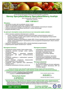 Starszy Specjalista/Gł&oacute;wny Specjalista/Gł&oacute;wny Analityk