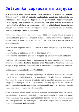 Jutrzenka zaprasza na zajęcia