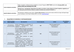 Wykaz załączników do wniosku o dofinansowanie FIRST TEAM