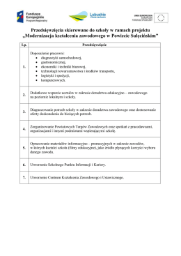 Przedsięwzięcia skierowane do szkoły - Zsliz